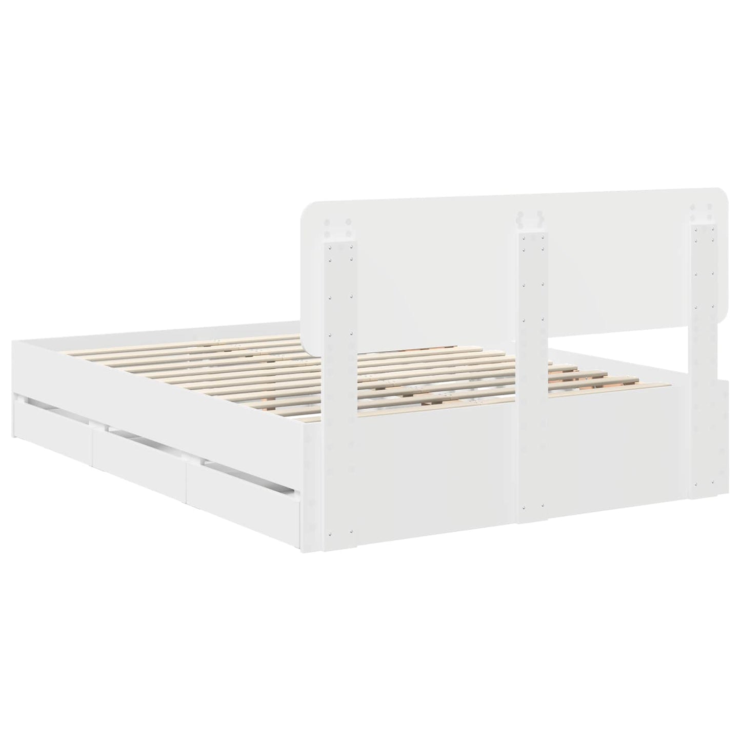 Bed Frame with Drawer White 160 x 200 cm Engineered Wood