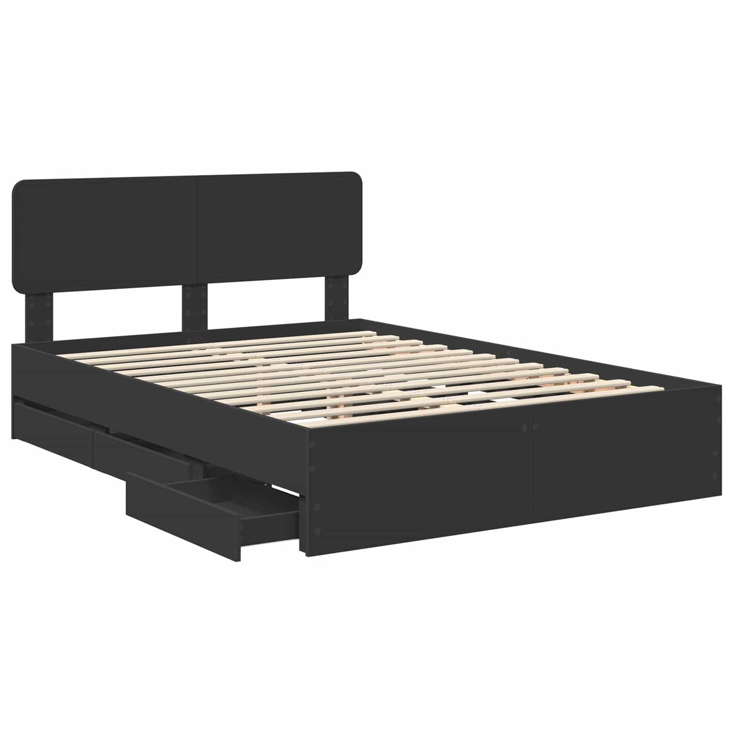 Bed Frame with Drawer Black 160 x 200 cm Engineered Wood