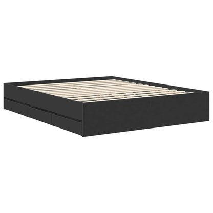 Bed Frame with Drawer Black 160 x 200 cm Engineered Wood