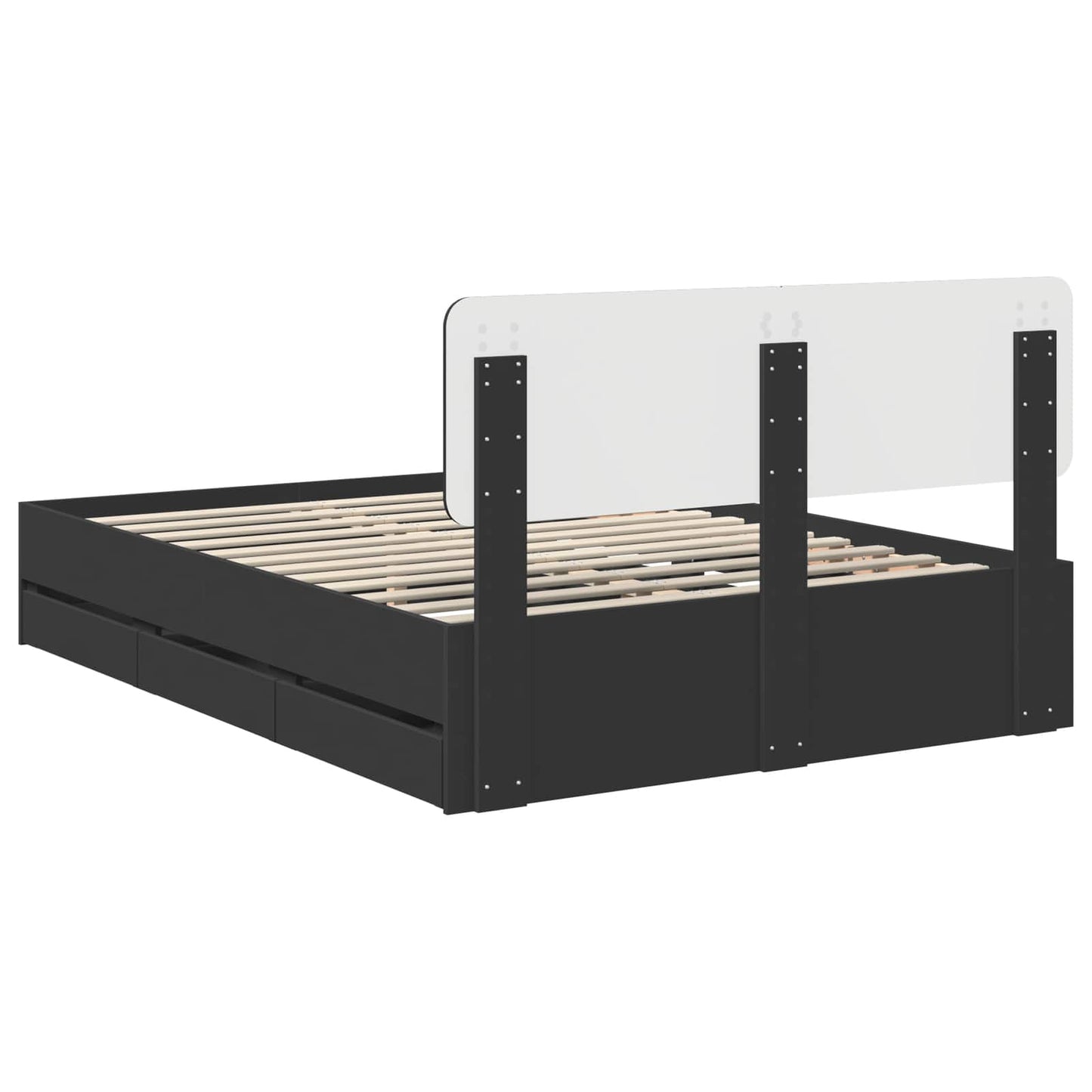 Bed Frame with Drawer Black 160 x 200 cm Engineered Wood