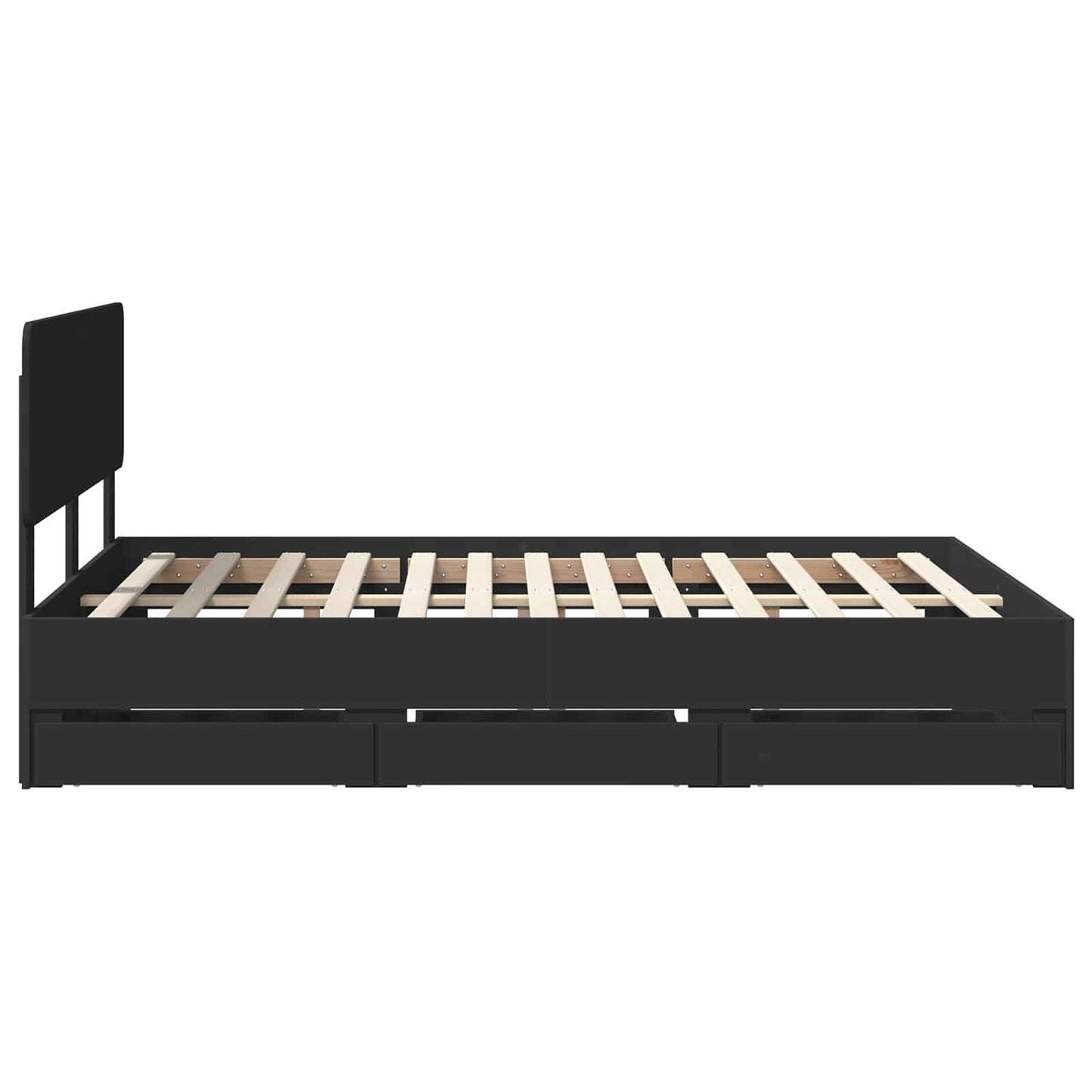Bed Frame with Drawer Black 160 x 200 cm Engineered Wood