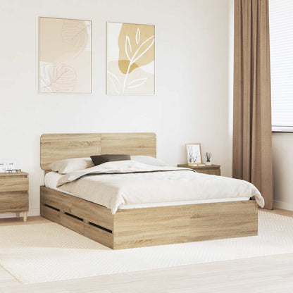 Bed Frame with Drawer Sonoma Oak 160 x 200 cm Engineered Wood