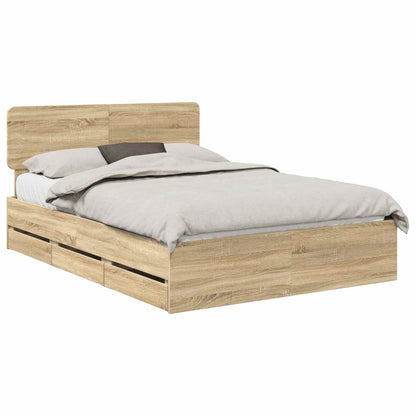 Bed Frame with Drawer Sonoma Oak 160 x 200 cm Engineered Wood