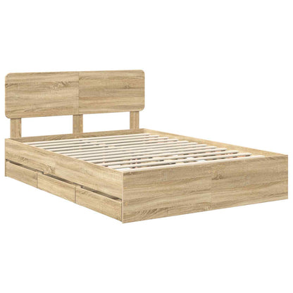 Bed Frame with Drawer Sonoma Oak 160 x 200 cm Engineered Wood