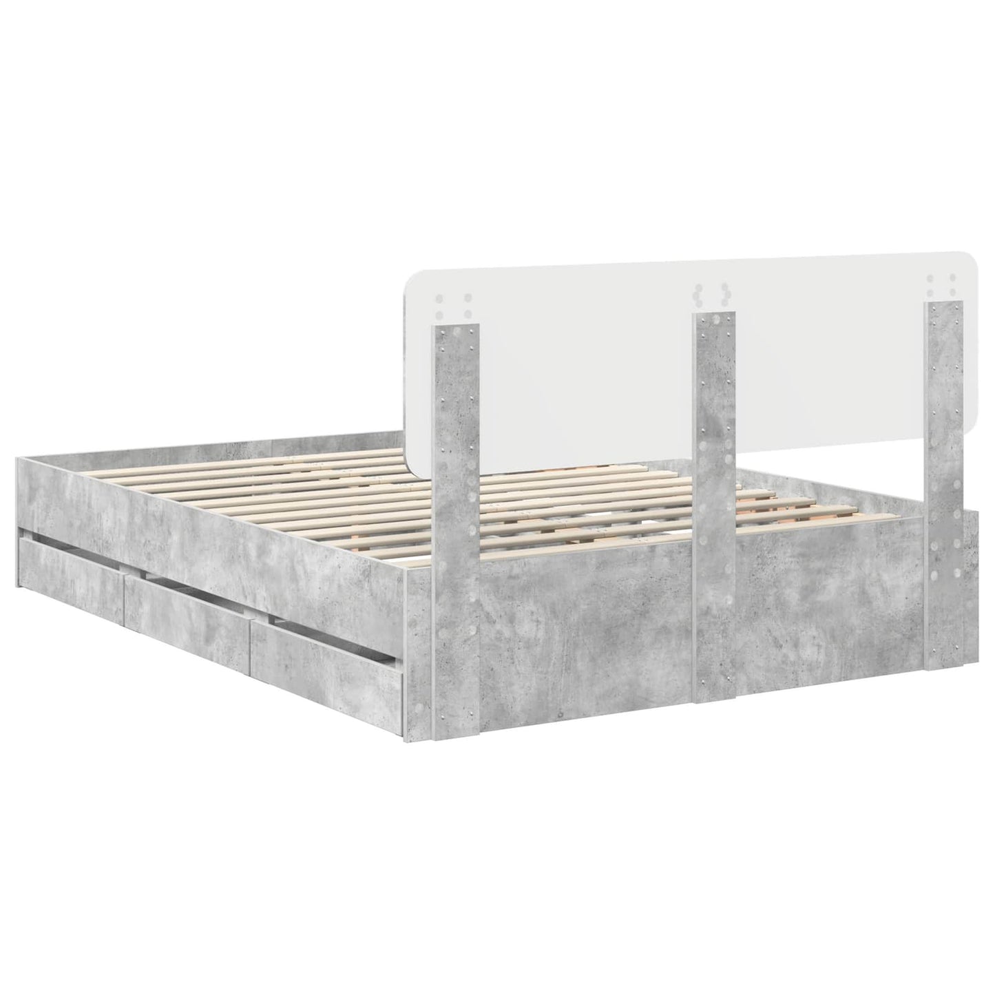Bed Frame Concrete Grey 160 x 200 cm Engineered Wood