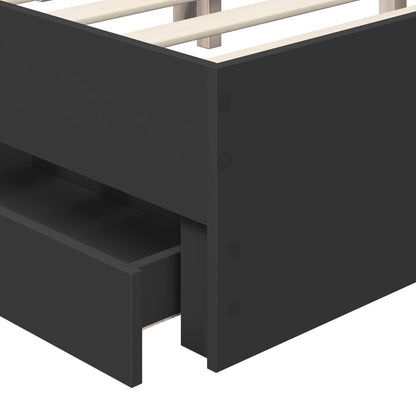 Bed Frame with Drawer Black 150 x 200 cm Engineered Wood