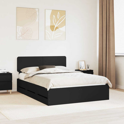 Bed Frame with Drawer Black 150 x 200 cm Engineered Wood
