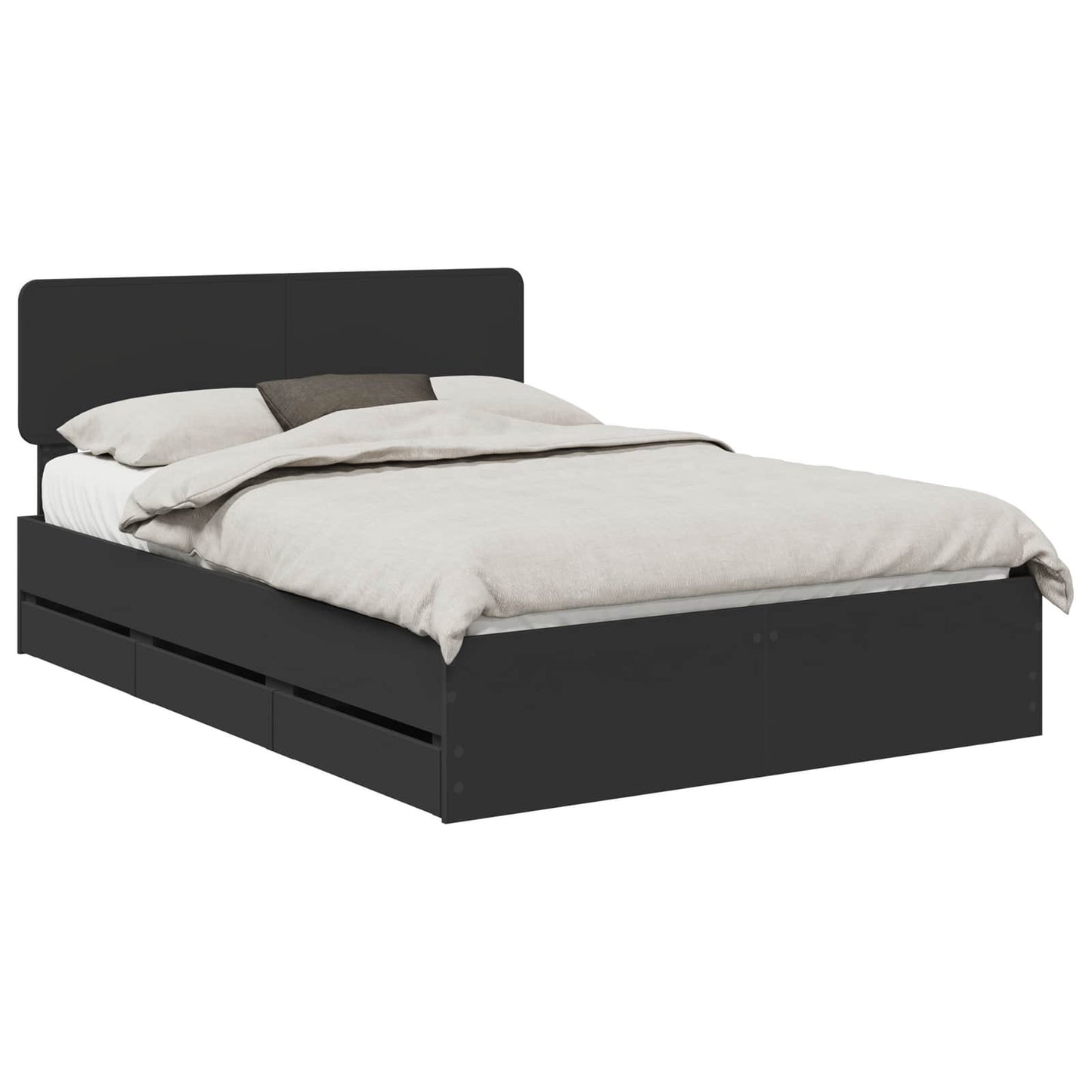 Bed Frame with Drawer Black 150 x 200 cm Engineered Wood