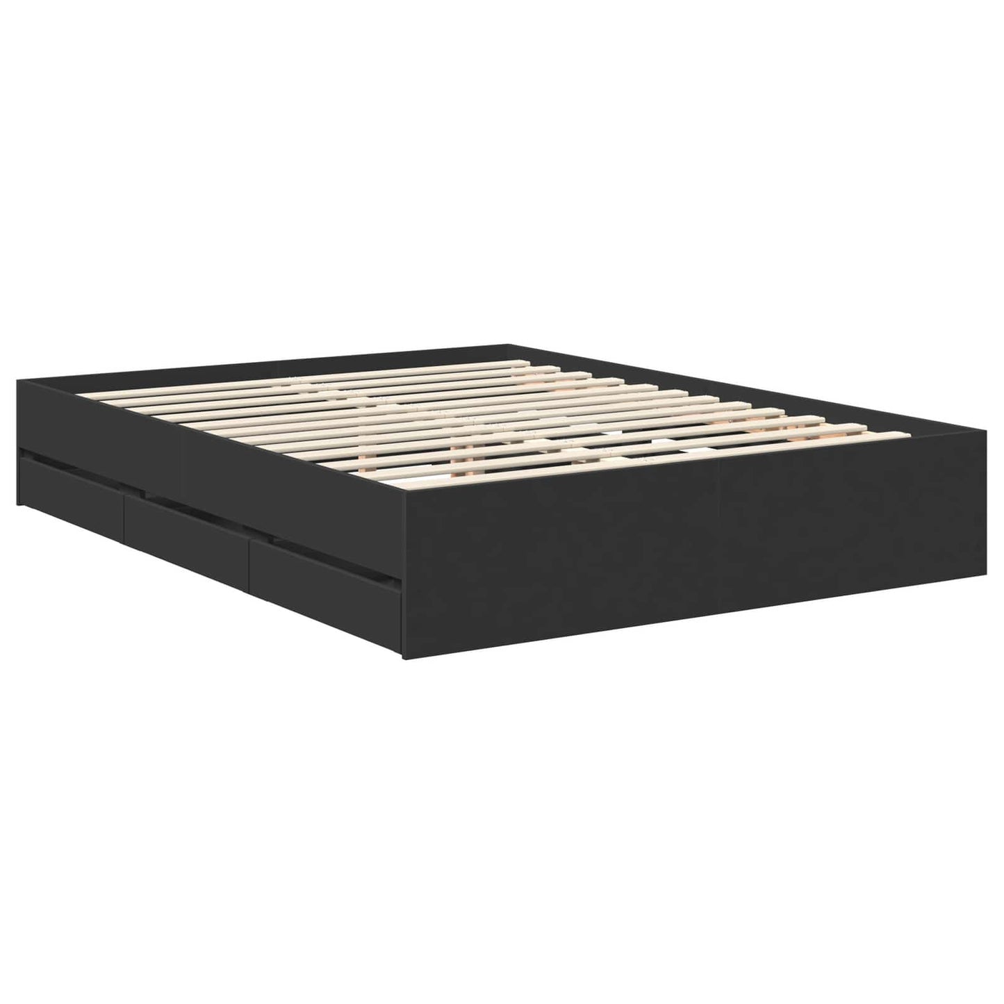 Bed Frame with Drawer Black 150 x 200 cm Engineered Wood