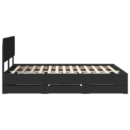 Bed Frame with Drawer Black 150 x 200 cm Engineered Wood