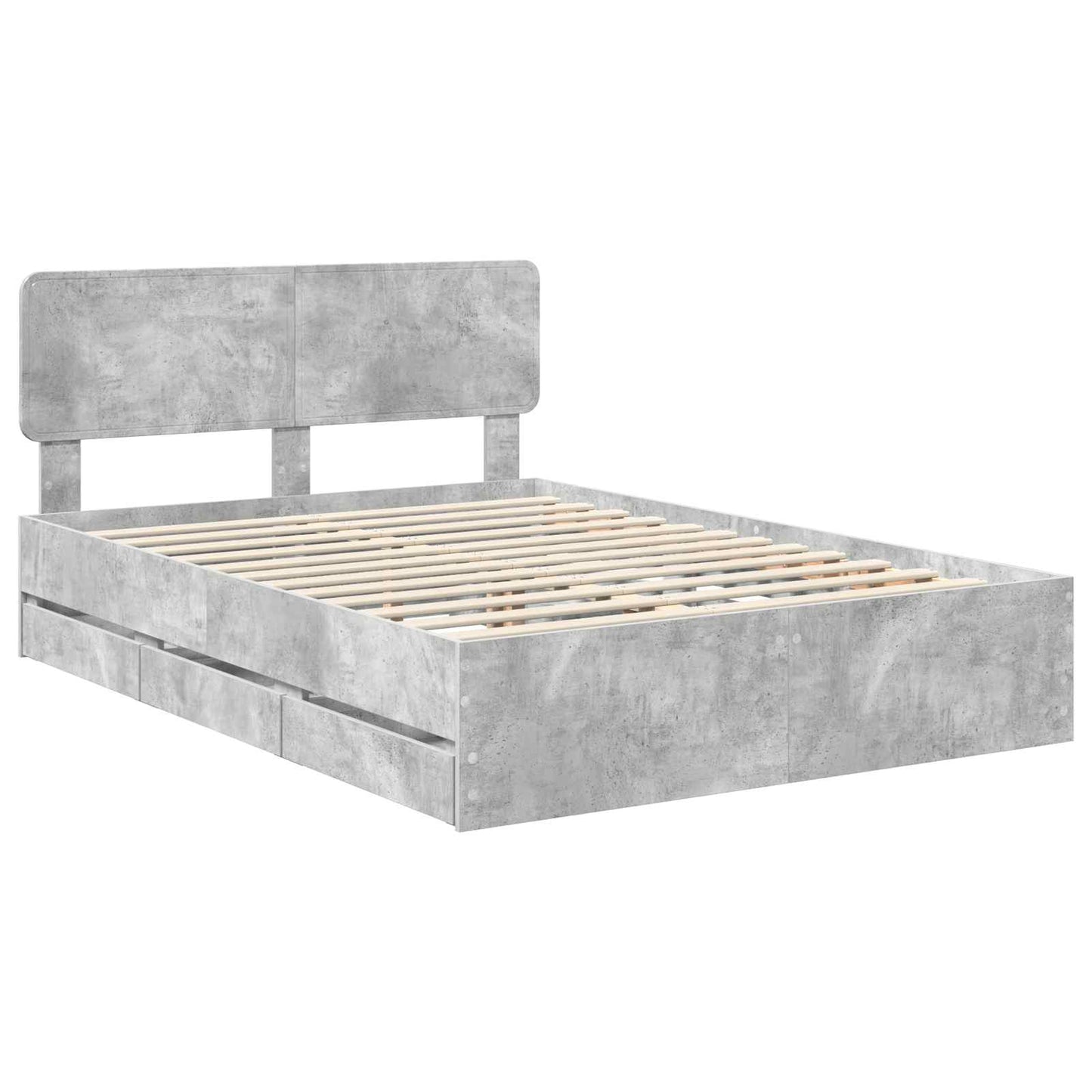 Bed Frame Concrete Grey 150 x 200 cm Engineered Wood