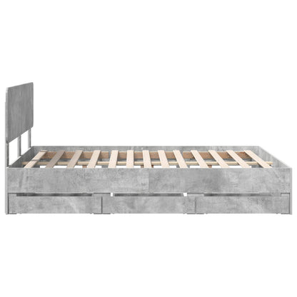 Bed Frame Concrete Grey 150 x 200 cm Engineered Wood