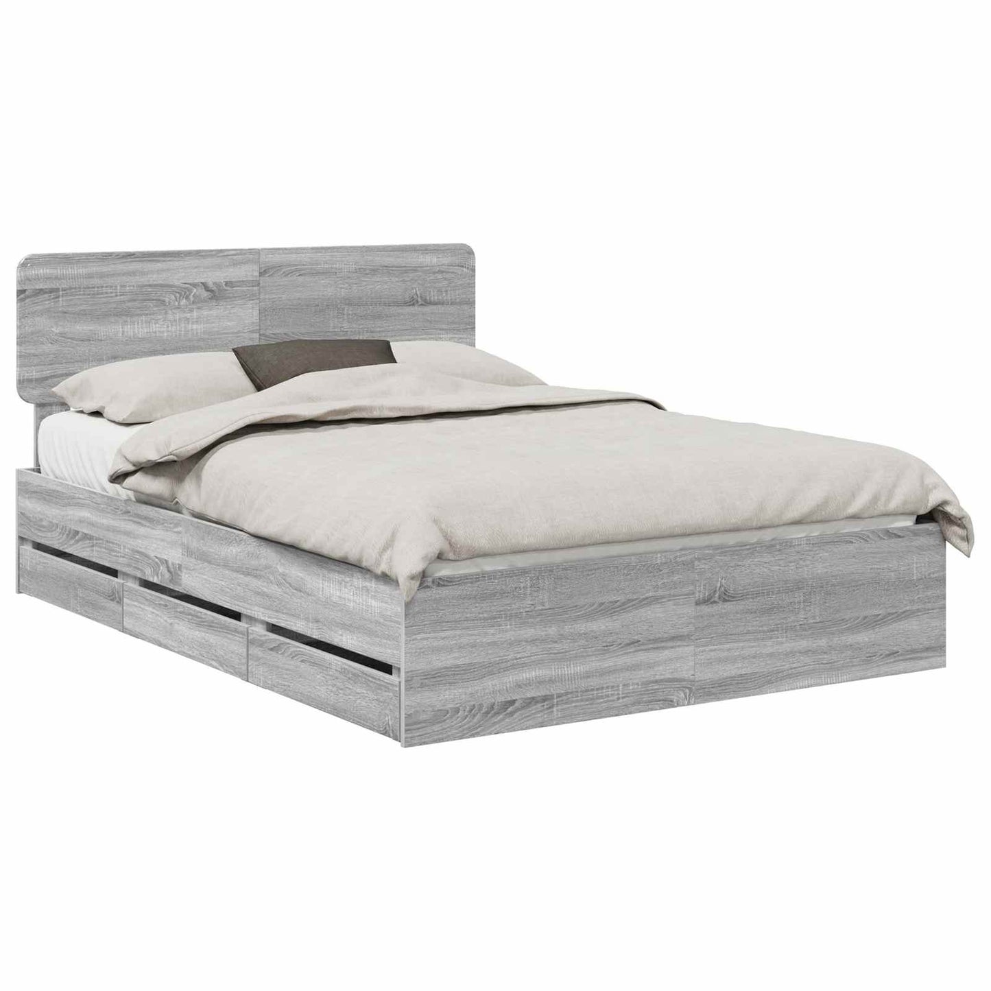 Bed Frame with Drawer Grey Sonoma 150 x 200 cm Engineered Wood