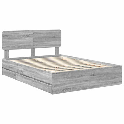 Bed Frame with Drawer Grey Sonoma 150 x 200 cm Engineered Wood
