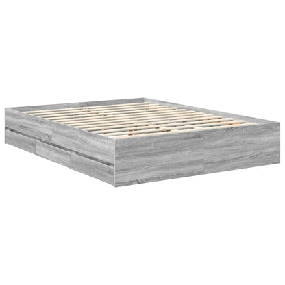 Bed Frame with Drawer Grey Sonoma 150 x 200 cm Engineered Wood