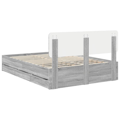 Bed Frame with Drawer Grey Sonoma 150 x 200 cm Engineered Wood