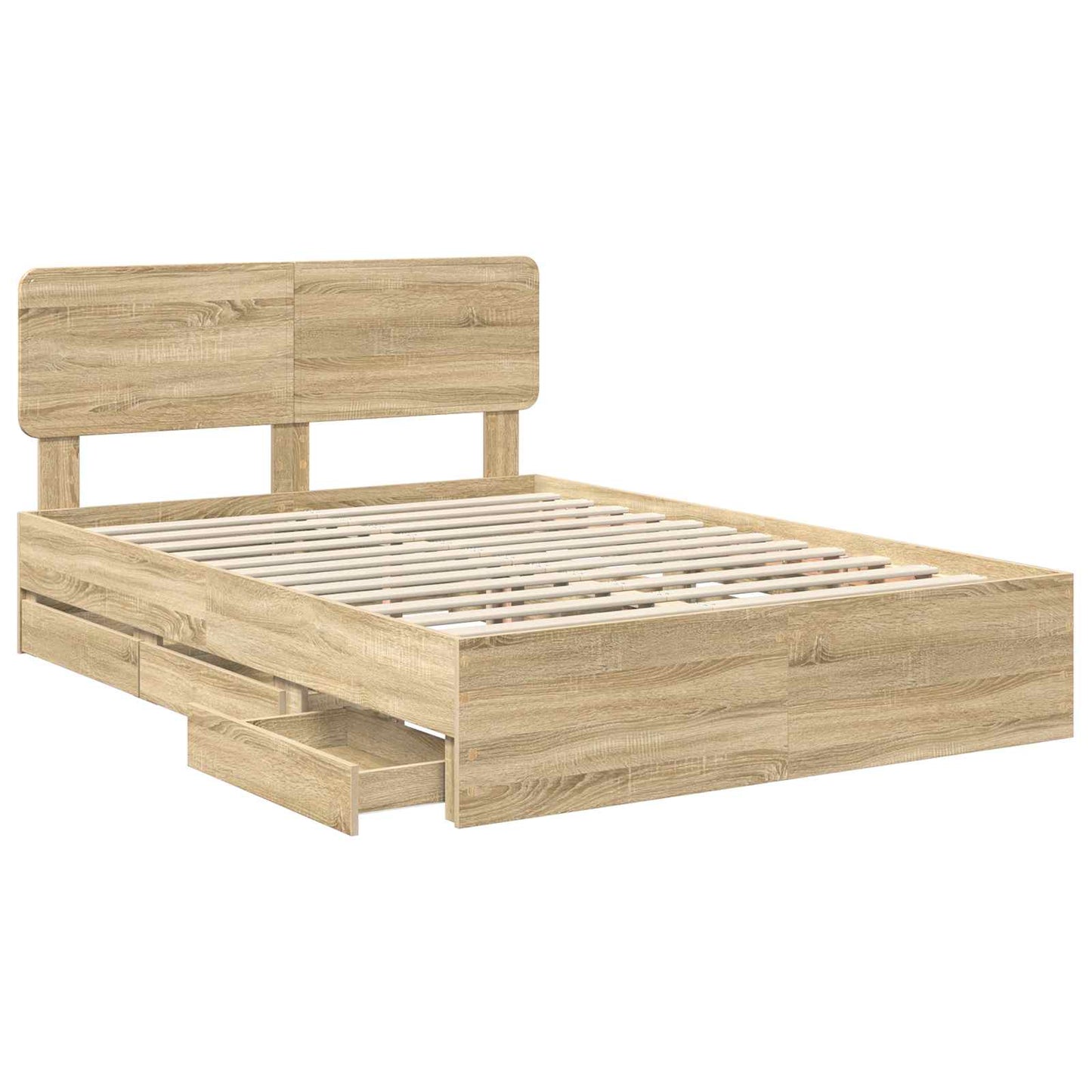 Bed Frame with Drawer Sonoma Oak 140 x 200 cm Engineered Wood