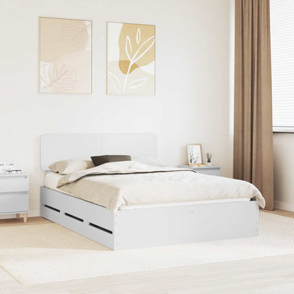 Bed Frame with Drawer White 140 x 190 cm Engineered Wood