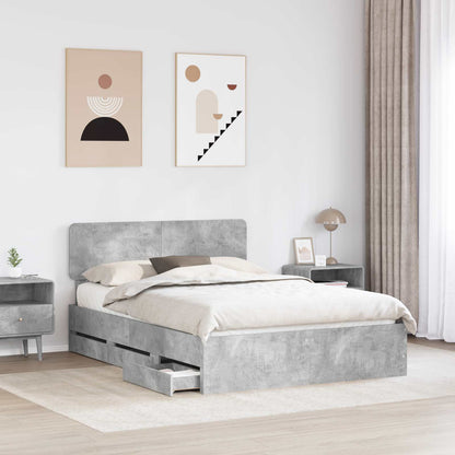 Bed Frame Concrete Grey 140 x 190 cm Engineered Wood