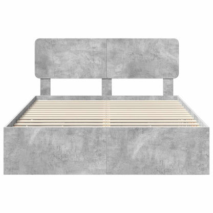 Bed Frame Concrete Grey 140 x 190 cm Engineered Wood