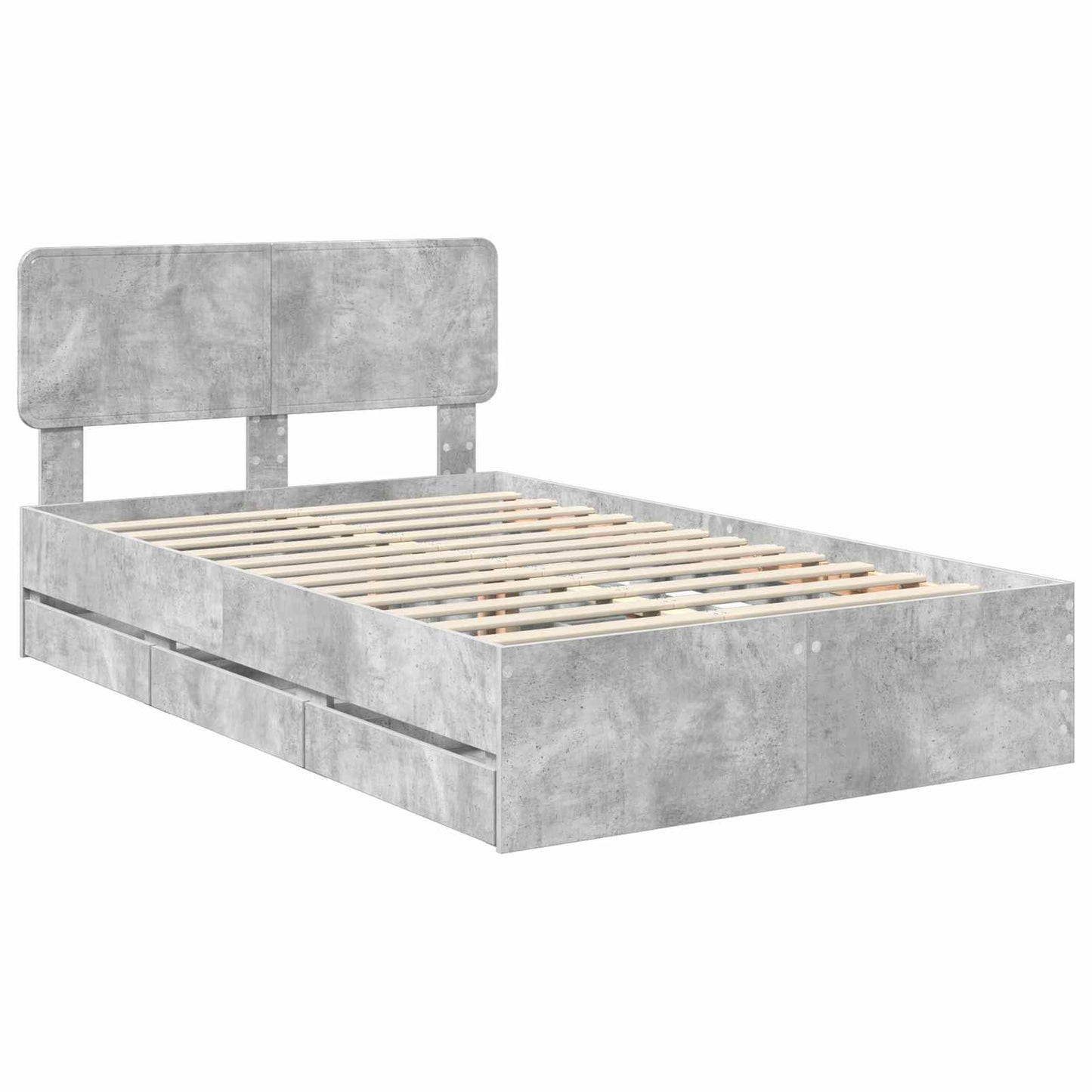 Bed Frame Concrete Grey 135 x 190 cm Engineered Wood
