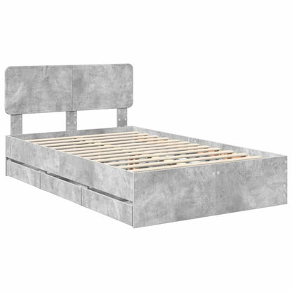 Bed Frame Concrete Grey 135 x 190 cm Engineered Wood
