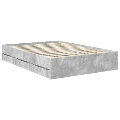 Bed Frame Concrete Grey 135 x 190 cm Engineered Wood