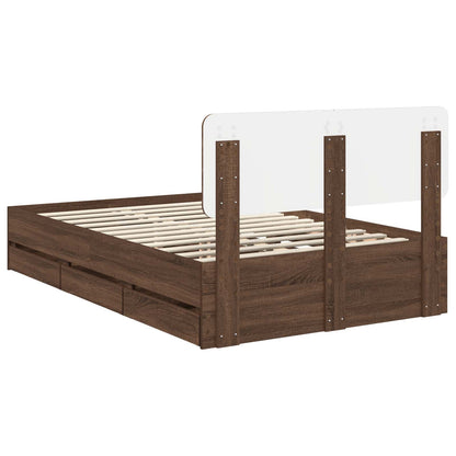 Bed Frame with Drawer Brown Oak 135 x 190 cm Engineered Wood