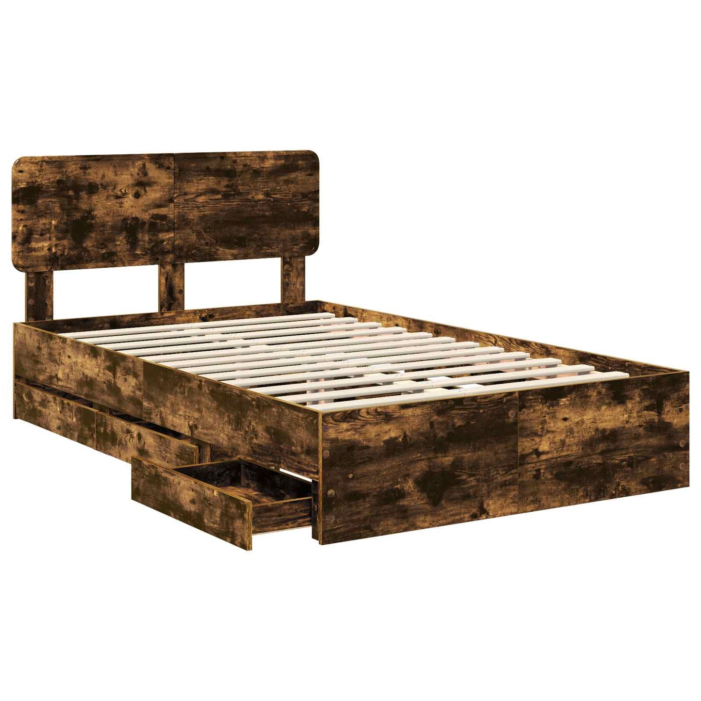 Bed Frame with Drawer Smoked Oak 120 x 200 cm Engineered Wood