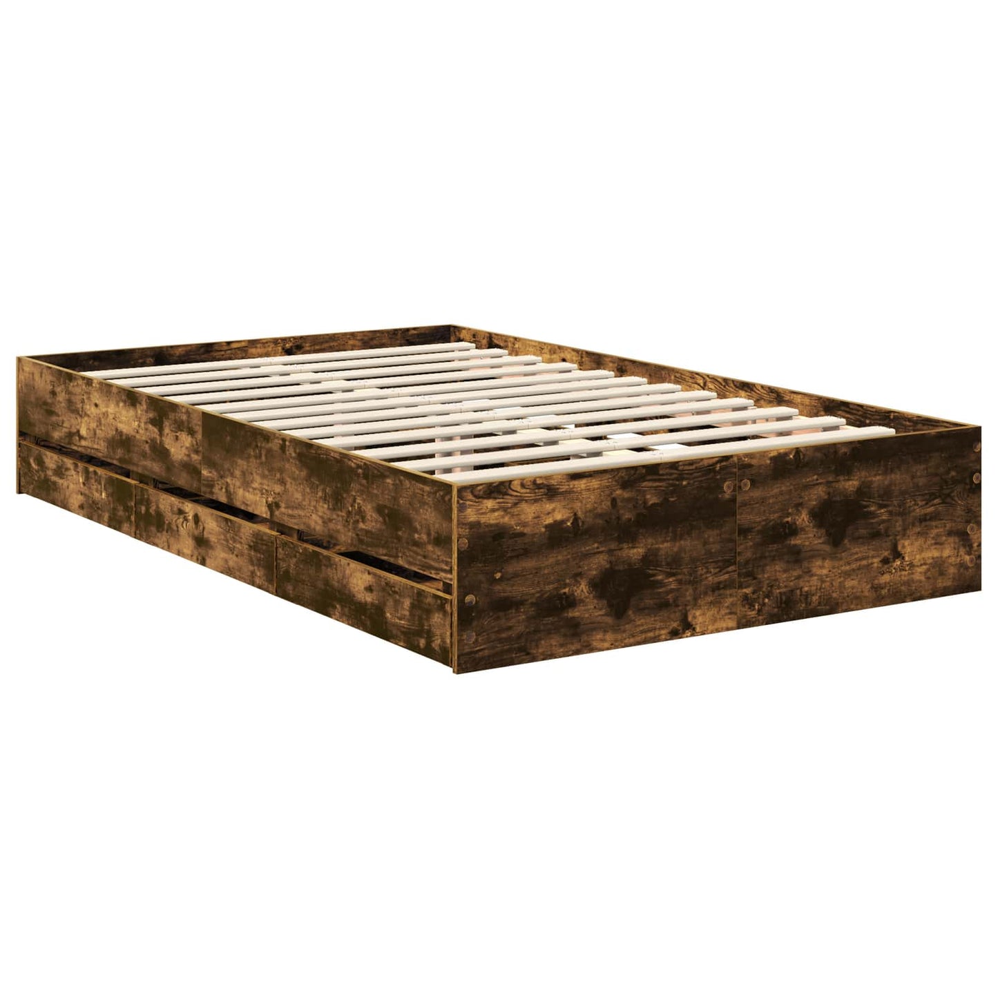 Bed Frame with Drawer Smoked Oak 120 x 200 cm Engineered Wood