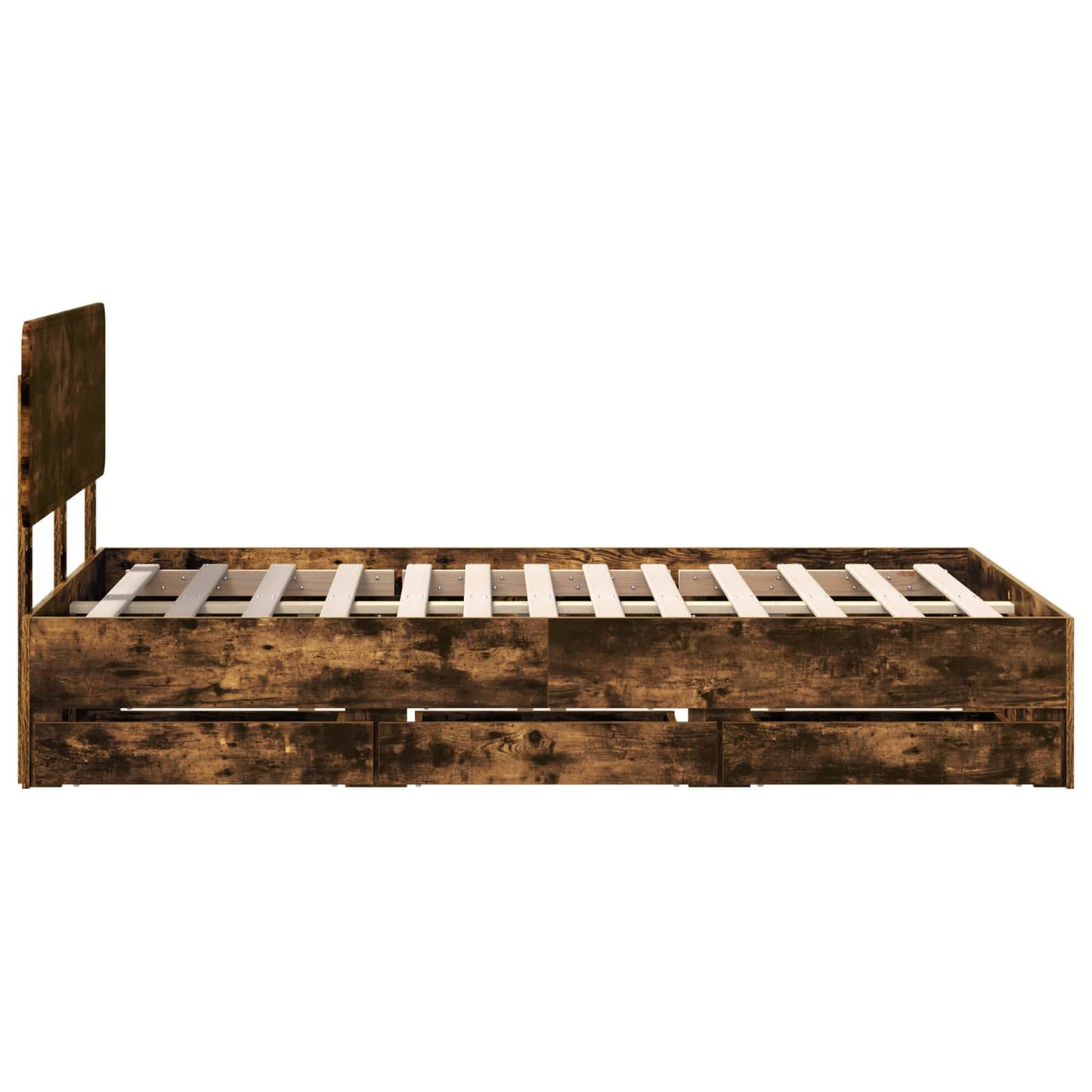 Bed Frame with Drawer Smoked Oak 120 x 200 cm Engineered Wood