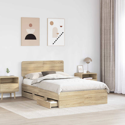 Bed Frame with Drawer Sonoma Oak 120 x 190 cm Engineered Wood