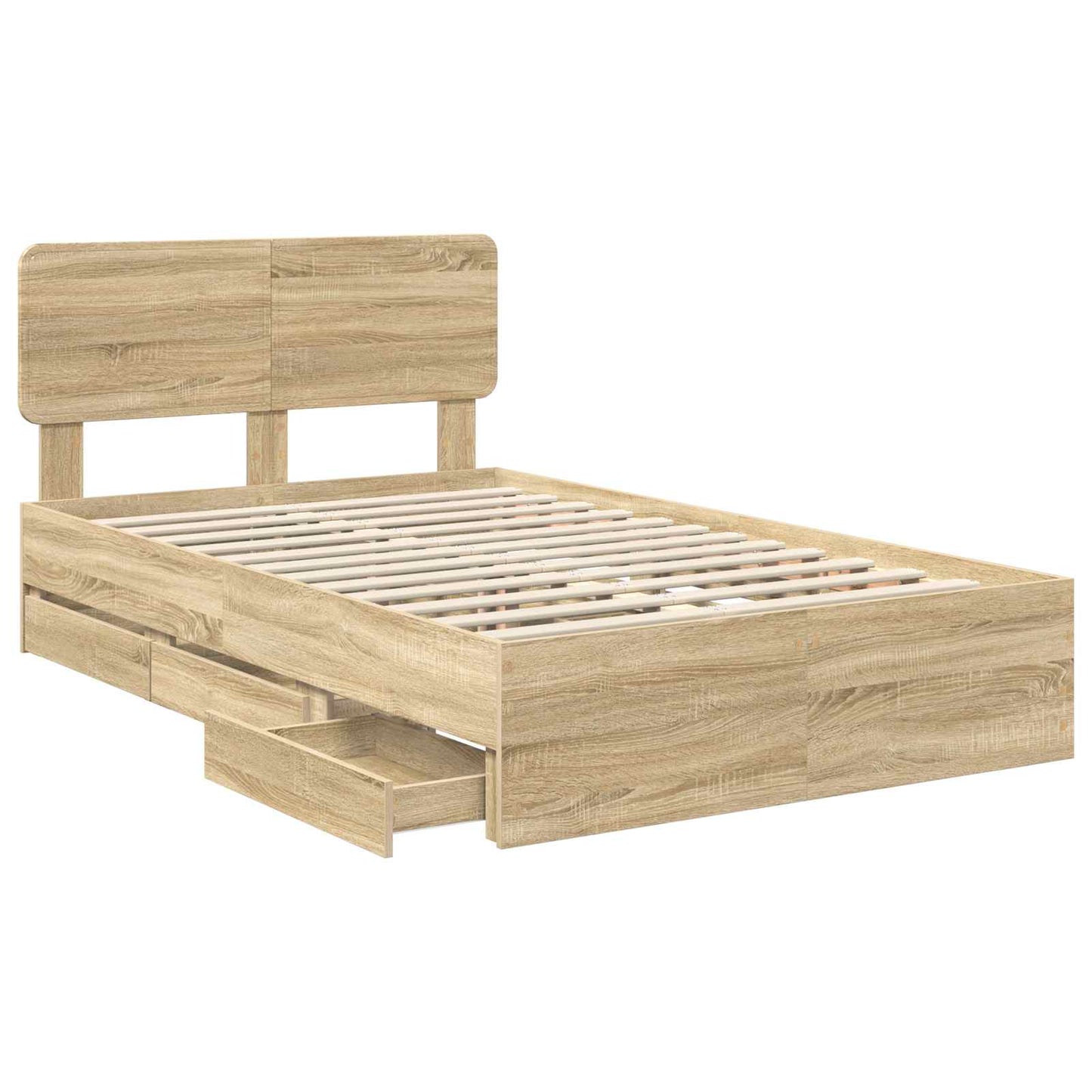 Bed Frame with Drawer Sonoma Oak 120 x 190 cm Engineered Wood