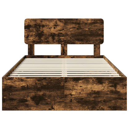 Bed Frame with Drawer Smoked Oak 120 x 190 cm Engineered Wood