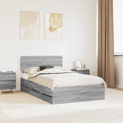 Bed Frame with Drawer Grey Sonoma 120 x 190 cm Engineered Wood