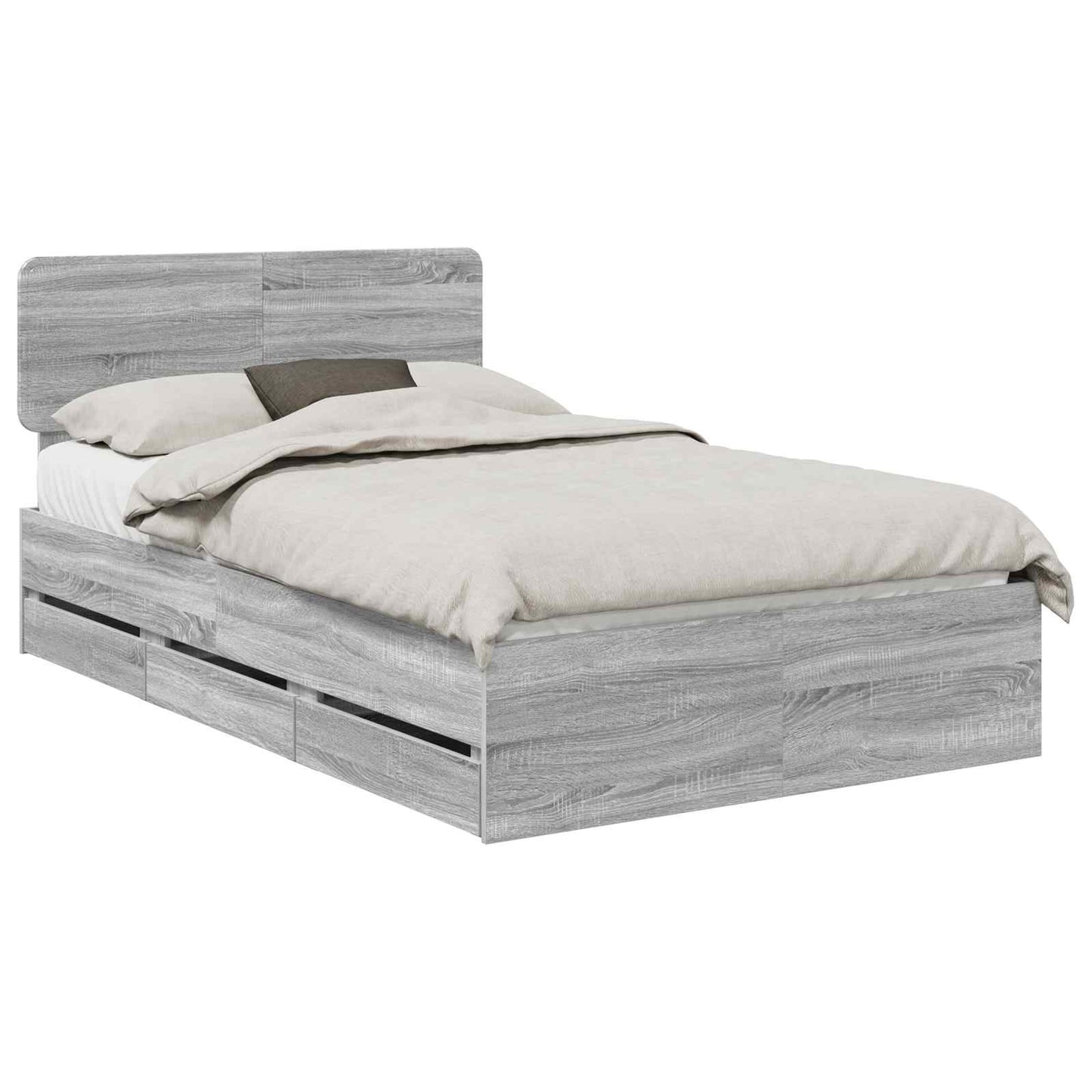 Bed Frame with Drawer Grey Sonoma 120 x 190 cm Engineered Wood