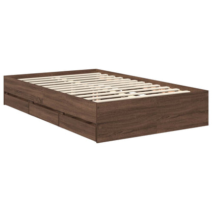 Bed Frame with Drawer Brown Oak 120 x 190 cm Engineered Wood