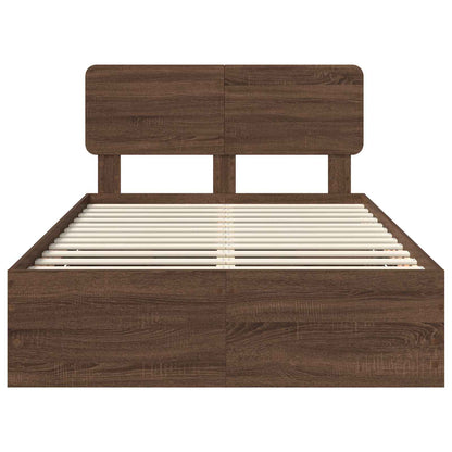 Bed Frame with Drawer Brown Oak 120 x 190 cm Engineered Wood