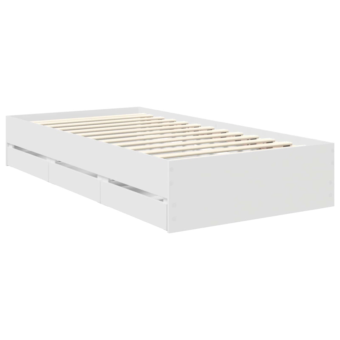 Bed Frame with Drawer White 100 x 200 cm Engineered Wood