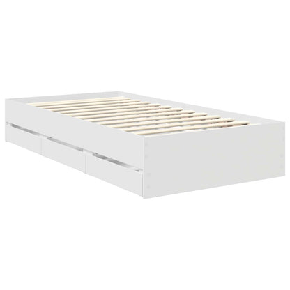 Bed Frame with Drawer White 100 x 200 cm Engineered Wood