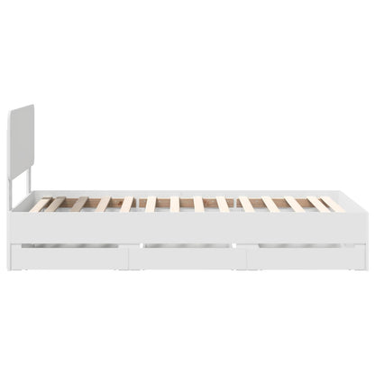Bed Frame with Drawer White 100 x 200 cm Engineered Wood