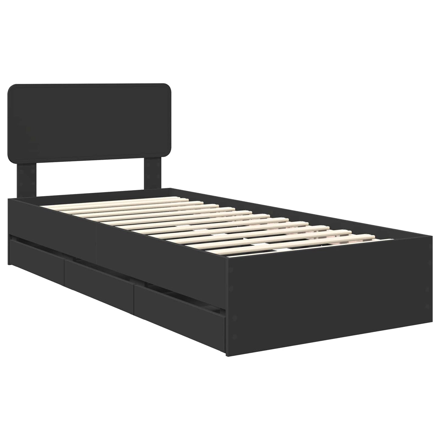 Bed Frame with Drawer Black 100 x 200 cm Engineered Wood
