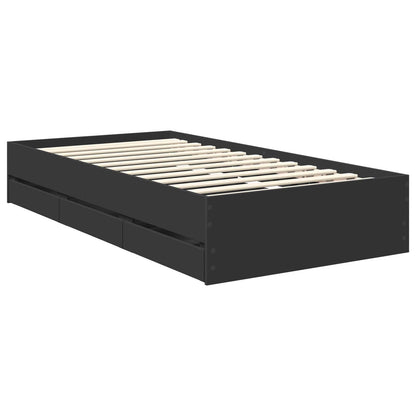 Bed Frame with Drawer Black 100 x 200 cm Engineered Wood