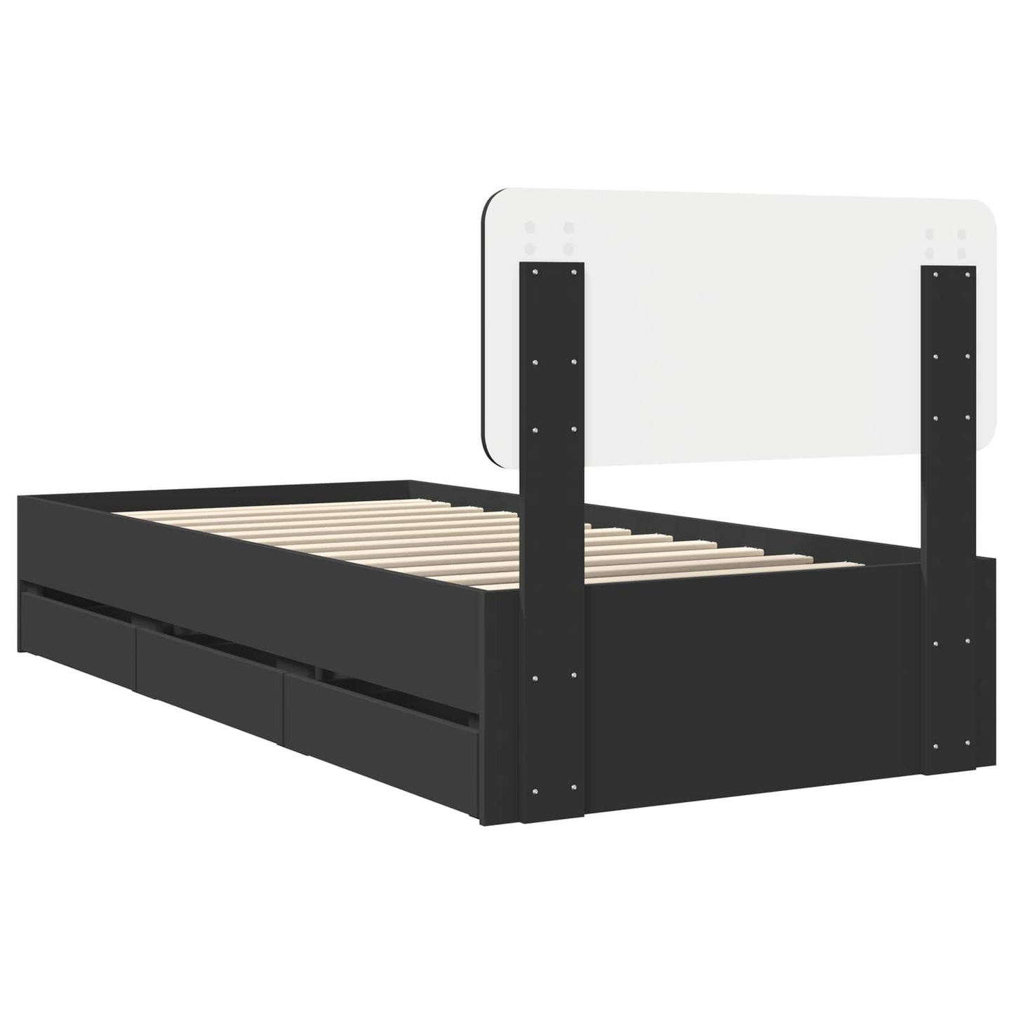 Bed Frame with Drawer Black 100 x 200 cm Engineered Wood
