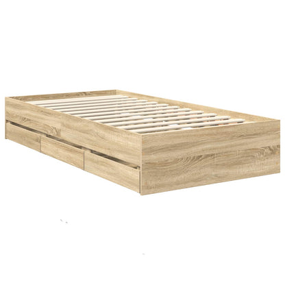 Bed Frame with Drawer Sonoma Oak 100 x 200 cm Engineered Wood