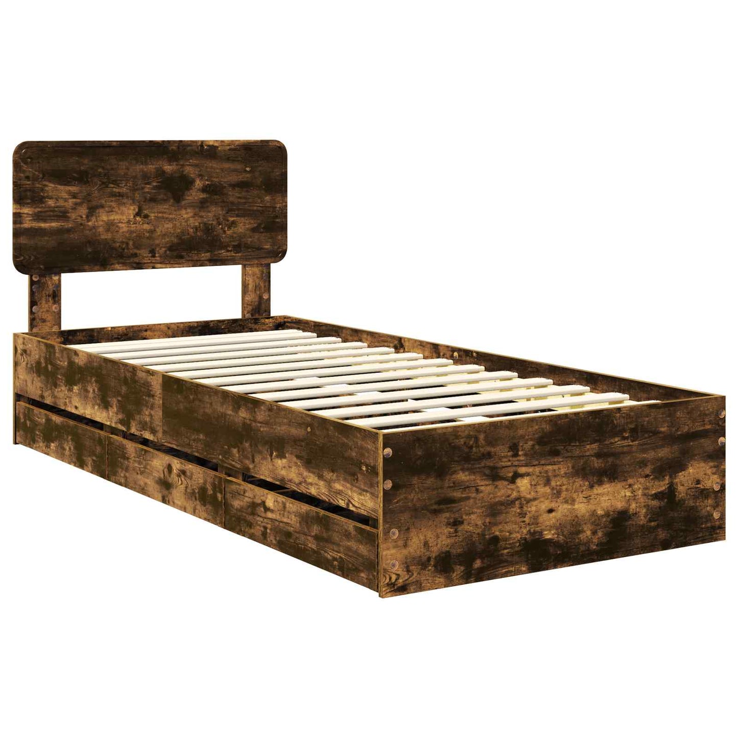 Bed Frame with Drawer Smoked Oak 100 x 200 cm Engineered Wood