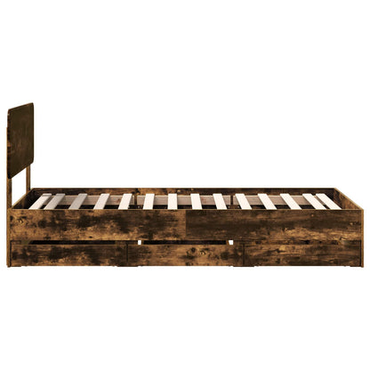 Bed Frame with Drawer Smoked Oak 100 x 200 cm Engineered Wood