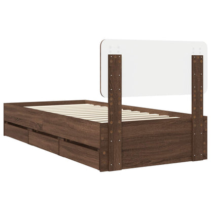 Bed Frame with Drawer Brown Oak 100 x 200 cm Engineered Wood