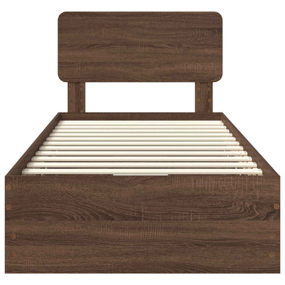Bed Frame with Drawer Brown Oak 100 x 200 cm Engineered Wood