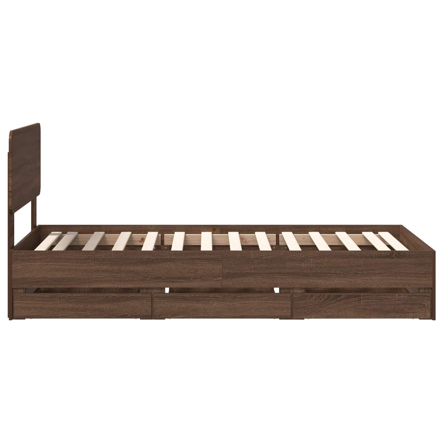 Bed Frame with Drawer Brown Oak 100 x 200 cm Engineered Wood